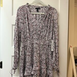 Aqua Black and Pink Long Sleeve Dress